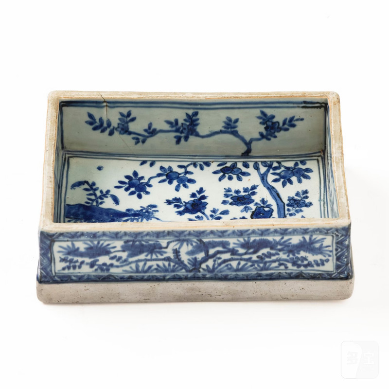 A blue and white part writing-box, - 图3